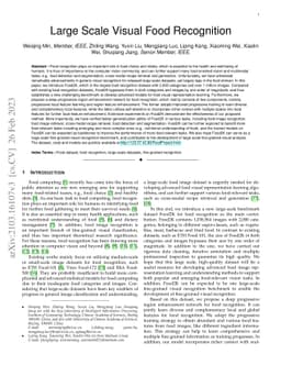 Large Scale Visual Food Recognition
