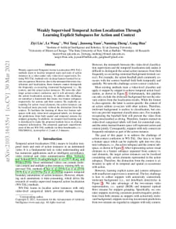 Weakly Supervised Temporal Action Localization Through Learning Explicit
  Subspaces for Action and Context
