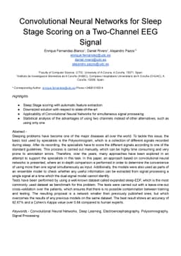 Convolutional Neural Networks for Sleep Stage Scoring on a Two-Channel
  EEG Signal