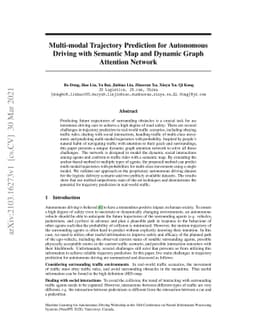 Multi-modal Trajectory Prediction for Autonomous Driving with Semantic
  Map and Dynamic Graph Attention Network