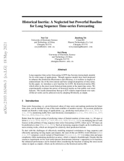 Historical Inertia: A Neglected but Powerful Baseline for Long Sequence
  Time-series Forecasting