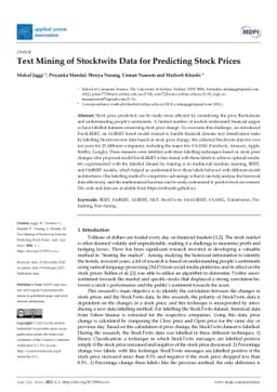 Text Mining of Stocktwits Data for Predicting Stock Prices