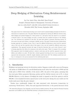 Deep Hedging of Derivatives Using Reinforcement Learning