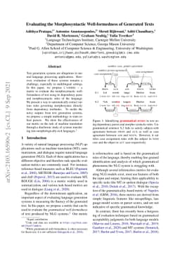 Evaluating the Morphosyntactic Well-formedness of Generated Texts