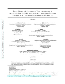 Deep Learning in current Neuroimaging: a multivariate approach with
  power and type I error control but arguable generalization ability