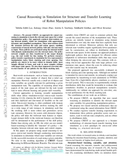 Causal Reasoning in Simulation for Structure and Transfer Learning of
  Robot Manipulation Policies