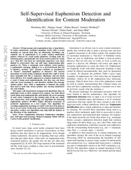 Self-Supervised Euphemism Detection and Identification for Content
  Moderation