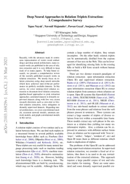 Deep Neural Approaches to Relation Triplets Extraction: A Comprehensive
  Survey