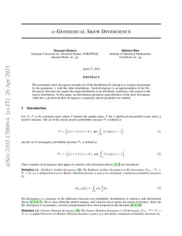 $α$-Geodesical Skew Divergence