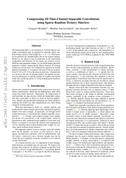 Compressing 1D Time-Channel Separable Convolutions using Sparse Random
  Ternary Matrices