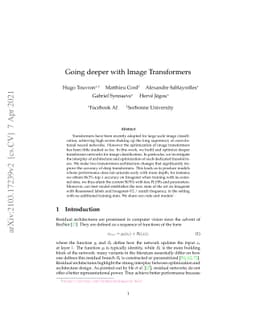 Going deeper with Image Transformers