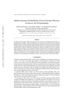 Online Learning Probabilistic Event Calculus Theories in Answer Set
  Programming