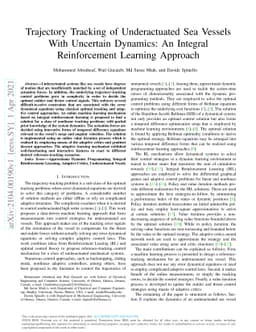 Trajectory Tracking of Underactuated Sea Vessels With Uncertain
  Dynamics: An Integral Reinforcement Learning Approach