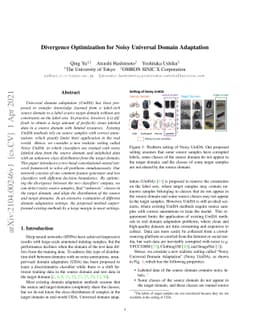 Divergence Optimization for Noisy Universal Domain Adaptation