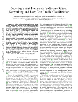 Securing Smart Homes via Software-Defined Networking and Low-Cost
  Traffic Classification