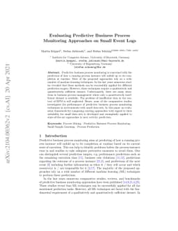 Evaluating Predictive Business Process Monitoring Approaches on Small
  Event Logs