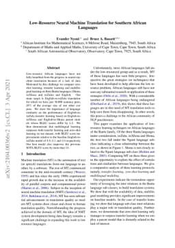 Low-Resource Neural Machine Translation for Southern African Languages