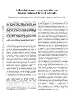 Distributed support-vector-machine over dynamic balanced directed
  networks