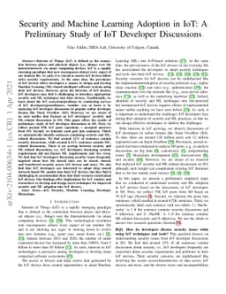 Security and Machine Learning Adoption in IoT: A Preliminary Study of
  IoT Developer Discussions