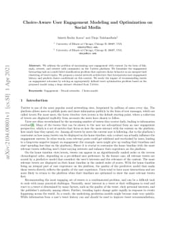 Choice-Aware User Engagement Modeling andOptimization on Social Media