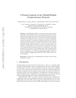 A Formal Analysis of the MimbleWimble Cryptocurrency Protocol