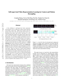 Self-supervised Video Representation Learning by Context and Motion
  Decoupling