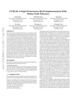 FT-BLAS: A High Performance BLAS Implementation With Online Fault
  Tolerance
