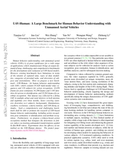 UAV-Human: A Large Benchmark for Human Behavior Understanding with
  Unmanned Aerial Vehicles