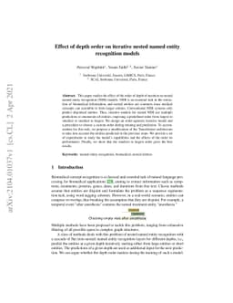 Effect of depth order on iterative nested named entity recognition
  models