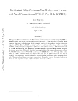 Distributional Offline Continuous-Time Reinforcement Learning with
  Neural Physics-Informed PDEs (SciPhy RL for DOCTR-L)