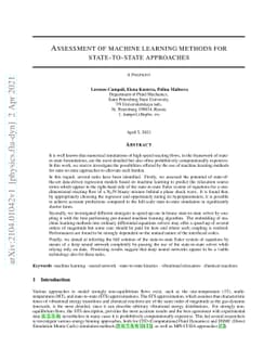 Assessment of machine learning methods for state-to-state approaches