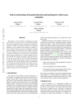 End-to-end learning of keypoint detection and matching for relative pose
  estimation