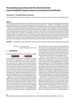 Personalizing image enhancement for critical visual tasks: improved
  legibility of papyri using color processing and visual illusions