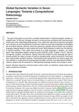 Global Syntactic Variation in Seven Languages: Towards a Computational
  Dialectology