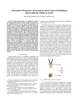 A Dynamics Perspective of Pursuit-Evasion Games of Intelligent Agents
  with the Ability to Learn