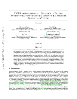 ASPER: Attention-based Approach to Extract Syntactic Patterns denoting
  Semantic Relations in Sentential Context