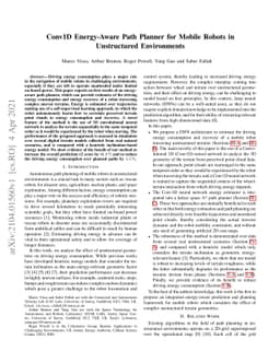 Conv1D Energy-Aware Path Planner for Mobile Robots in Unstructured
  Environments