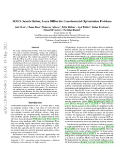 SOLO: Search Online, Learn Offline for Combinatorial Optimization
  Problems