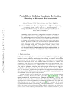 Probabilistic Collision Constraint for Motion Planning in Dynamic
  Environments
