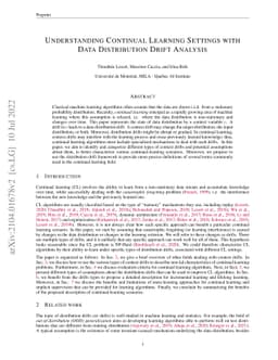 Understanding Continual Learning Settings with Data Distribution Drift
  Analysis