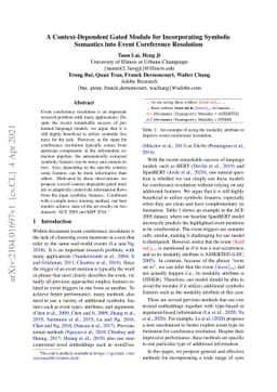 A Context-Dependent Gated Module for Incorporating Symbolic Semantics
  into Event Coreference Resolution