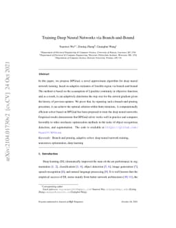 Training Deep Neural Networks via Branch-and-Bound