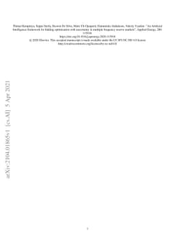 An Artificial Intelligence Framework for Bidding Optimization with
  Uncertainty in Multiple Frequency Reserve Markets