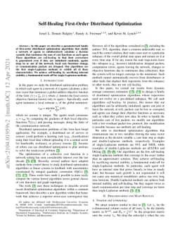 Self-Healing First-Order Distributed Optimization