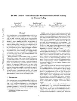 ECRM: Efficient Fault Tolerance for Recommendation Model Training via
  Erasure Coding