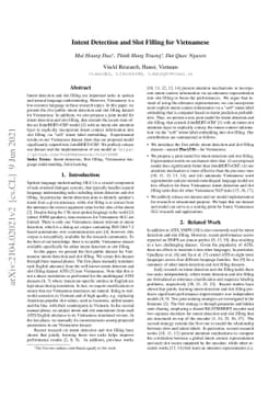 Intent Detection and Slot Filling for Vietnamese