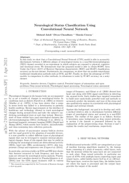 Neurological Status Classification Using Convolutional Neural Network