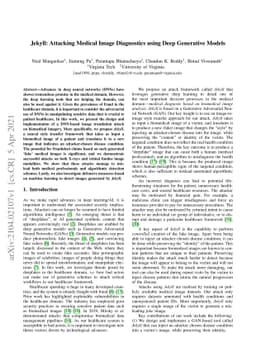Jekyll: Attacking Medical Image Diagnostics using Deep Generative Models