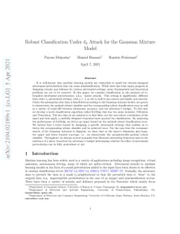 Robust Classification Under $\ell_0$ Attack for the Gaussian Mixture
  Model