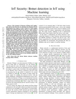 IoT Security: Botnet detection in IoT using Machine learning